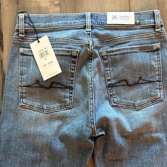 7 For All Mankind Josefina Feminine Boyfriend Blue Jeans - Picture 5 of 9